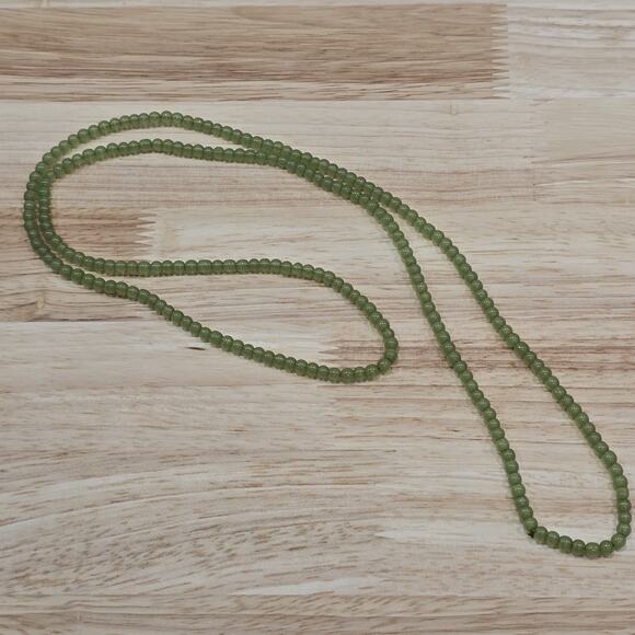 Continuous Strand Green Faux Peridot Beaded 34" Opera Length Necklace - Picture 4 of 15